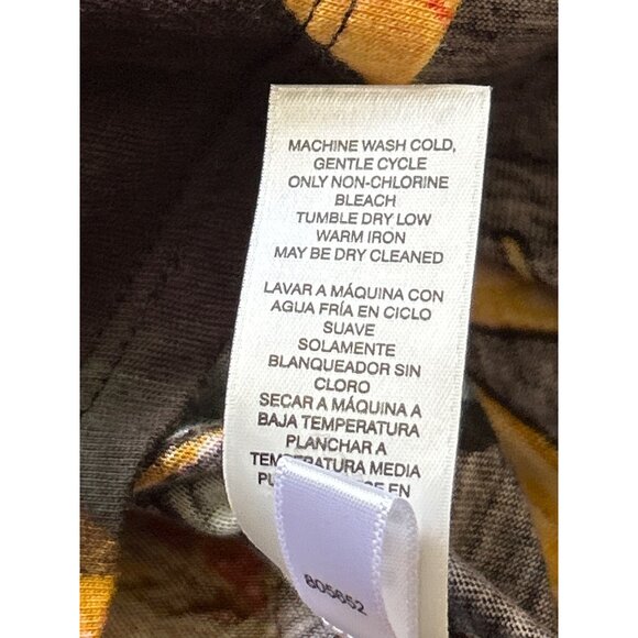 Chicos Womens V Neck Brown & Yellow Floral Long-Sleeve Top Size 2 (Large) - Picture 6 of 8